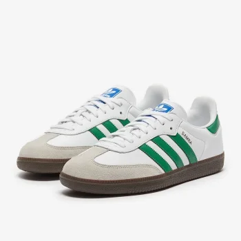 Adidas Samba - ابيض خط اخضر