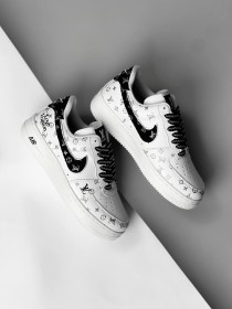Nike air force 1 X Louis Vuitton - ابيض صح  اسود