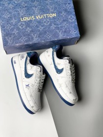 Nike air force 1 X Louis Vuitton - ابيض صح  جينز