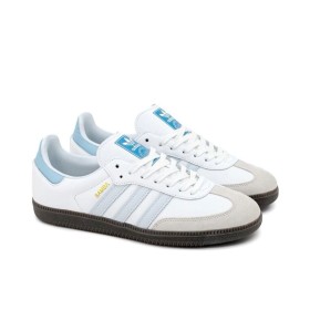 Adidas Samba - ابيض خط ازرق