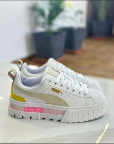 Puma Mayze - ابيض مع بيج دمج زهري